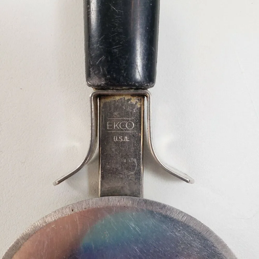 Vtg Ekco Pizza Cutter Pastry Slicer Stainless Black Plastic Handle Utensil USA